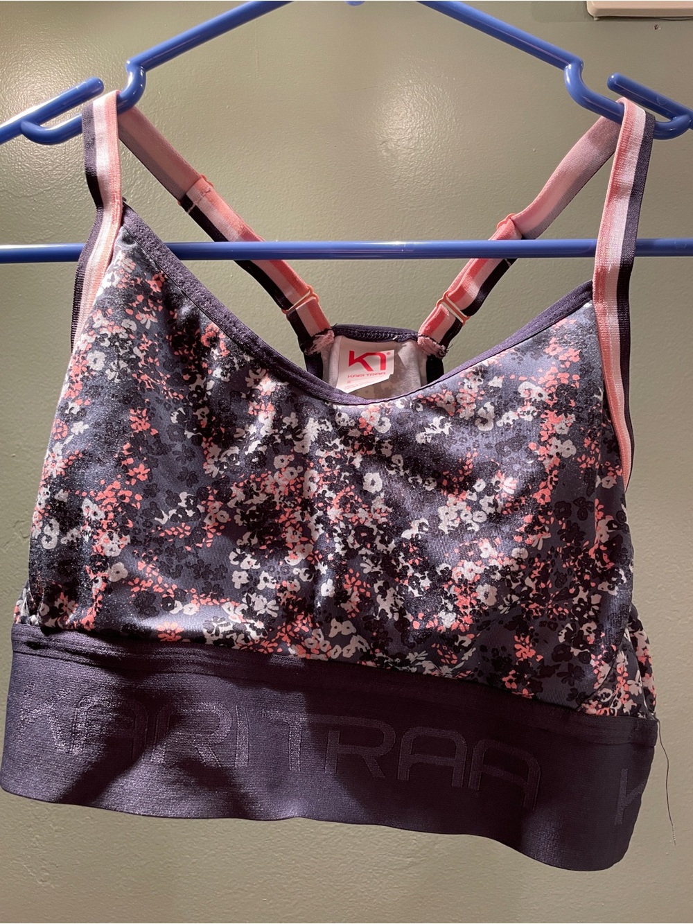 Kari Traa Floral Sports Bralette in Blue and Pink